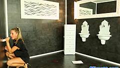 classy babe fingers herself before getting creamed all over