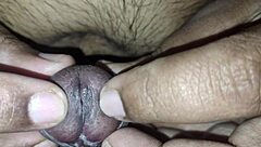 close-up monster cock foreskin peehole play explodes cum