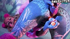 Tattooed goth punk girl masturbates solo with toys in double penetration anal ass to mouth action.