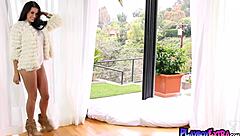 smoking brunette jade elizabeth strips outdoor flashing shaved pussy and huge boobs teasingly