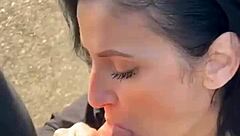 Massive cumshot floods her face after round ass gets relentlessly fucked