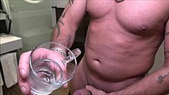 pervy couple sloppy cum spit glass swallow
