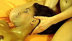 Sensual girlfriends enjoy erotic pussy licking massage together
