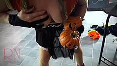 Regina Noir Halloween Witch Pantyhose Stairway Tease