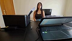 Sexy Maid in Jeans Flip-Flops Fucks Boss Hourly Till Creampie Cum