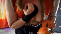 Regina Noir Halloween Witch Pantyhose Stairway Tease