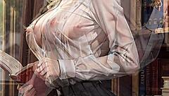 Ai-Generated Blonde Bookworm Flashes Skirt Pussy Outdoors