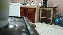voyeur spies curvy girl in panties kitchen tease