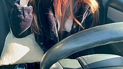 Italian milf Artemisia Love flashes big hard nipple tits car ride