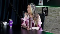 blonde slut sucks two cocks bares her tasty pussy tits!