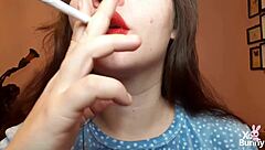 Big ass brunette smokes cigarette in kinky closeup pov fetish