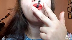 Big ass brunette smokes cigarette in kinky closeup pov fetish