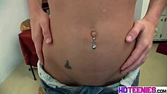 brooksskye teases pussy through jeans then strips tits!