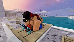 naked pool tease turns into black cock anal pounding