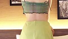 japanese beauty flaunts her sexy navel-baring outfit