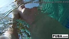 Samantha Rone teases pussy in underwater pool solo