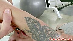 Busty Curvy Babe Delivers Footjob Tittyfuck Doggystyle at Gym