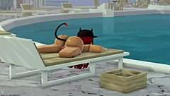naked pool tease turns into black cock anal pounding