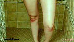 Sweet Brunette Teen Takes Refreshing Shower!