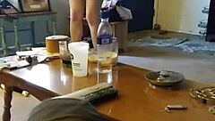 blonde slut lotions up teasing spy cam whore style
