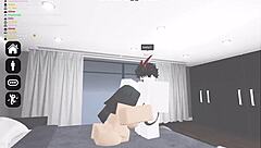 Slutty nun in Roblox game begs horny dude to fill her up completely