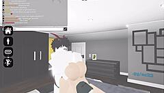 Slutty nun in Roblox game begs horny dude to fill her up completely