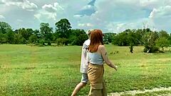 sexy redhead teases college guy before cock sucking