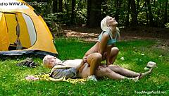 Blonde lovita fate rides hard at outdoor party fuck!