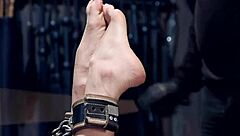 clamped pins on suspended blonde, feel the intense pain?