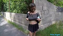 japanese tourist with huge natural tits sucks in public pov