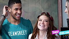 Nerdy Cheerleader Students Swap Oral Group Fuck Uniforms