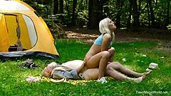 Blonde lovita fate rides hard at outdoor party fuck!