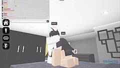 Slutty nun in Roblox game begs horny dude to fill her up completely
