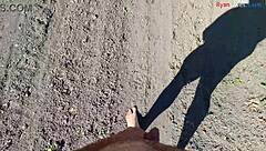 fall time hits so let's masturbate outdoors barefoot part one