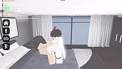 Slutty nun in Roblox game begs horny dude to fill her up completely
