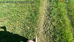 fall time hits so let's masturbate outdoors barefoot part one