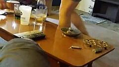 blonde slut lotions up teasing spy cam whore style