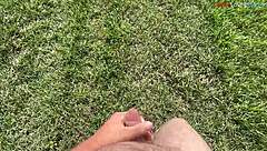 fall time hits so let's masturbate outdoors barefoot part one