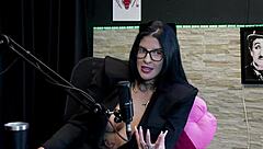 Safada Strips Teasing Tits And Pussy Swallows Cum Playfully!