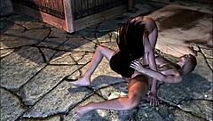 Redhead's big ass rides cowgirl in erotic outdoor comic fantasy