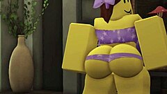 Bikini shemale noob slut fucked hard by femboy