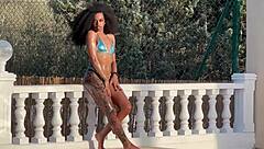 Bold pool pounding black babe swallows every drop freaky maria