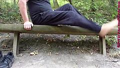 Holy Fuck! Sexy German Nylon Feet Toes Lifted Public Outdoor Forest Voyeur!