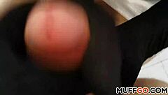 Busty milf cougar strokes big tits handjob till explosion