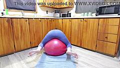 Horny Girl Humps Ball to Dripping Squirting Climax!