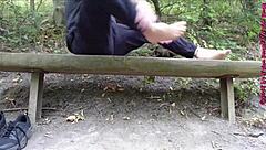 Holy Fuck! Sexy German Nylon Feet Toes Lifted Public Outdoor Forest Voyeur!