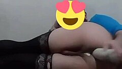 Sofiblack's Huge Ass Gaped by Dildo in Lingerie!
