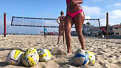big booty african shakes ass on beach volleyball court