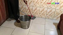 Ebony Chubby Cleaning Lady Bent Over for Amateur BBC Creampie Doggystyle