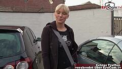 blonde shy teen's intriguing street pickup for german casting orgasm